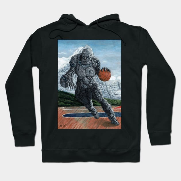 Stone Golem Playing Basketball Hoodie by Helms Art Creations